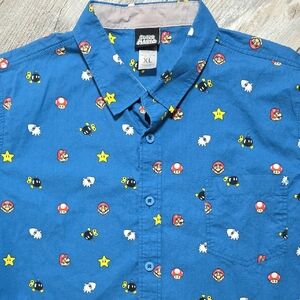 Nintendo | Super Mario Blue Casual Shirt with Iconic Pattern '19